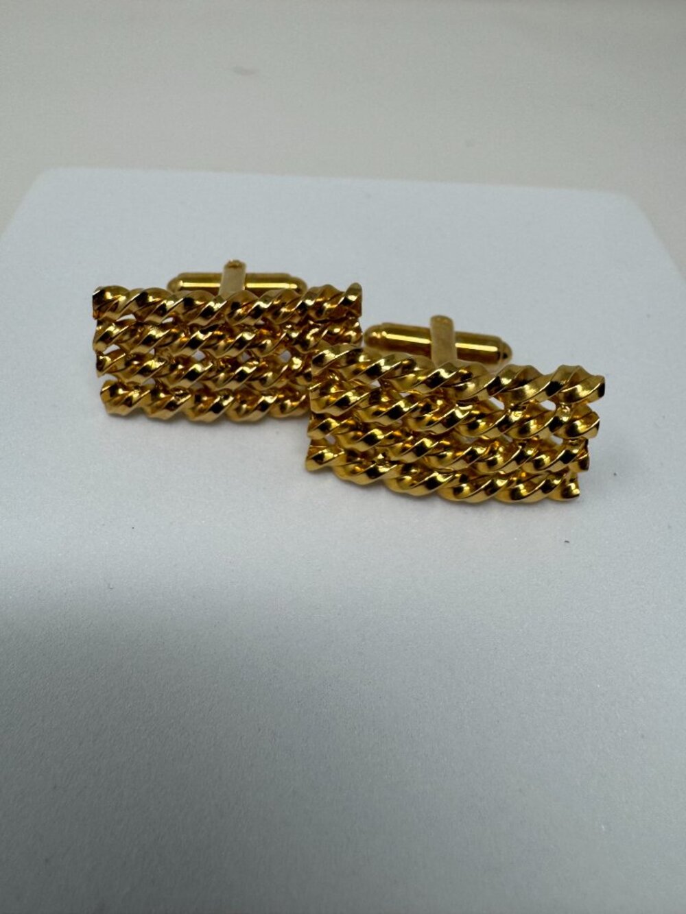 Vintage Simmons Karatclad Gold Twisted Rope Cufflinks